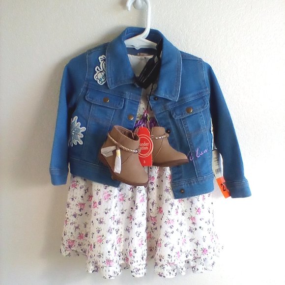 Girls 3pc Bundle (Jacket/Dress/Boots) 2T & 3